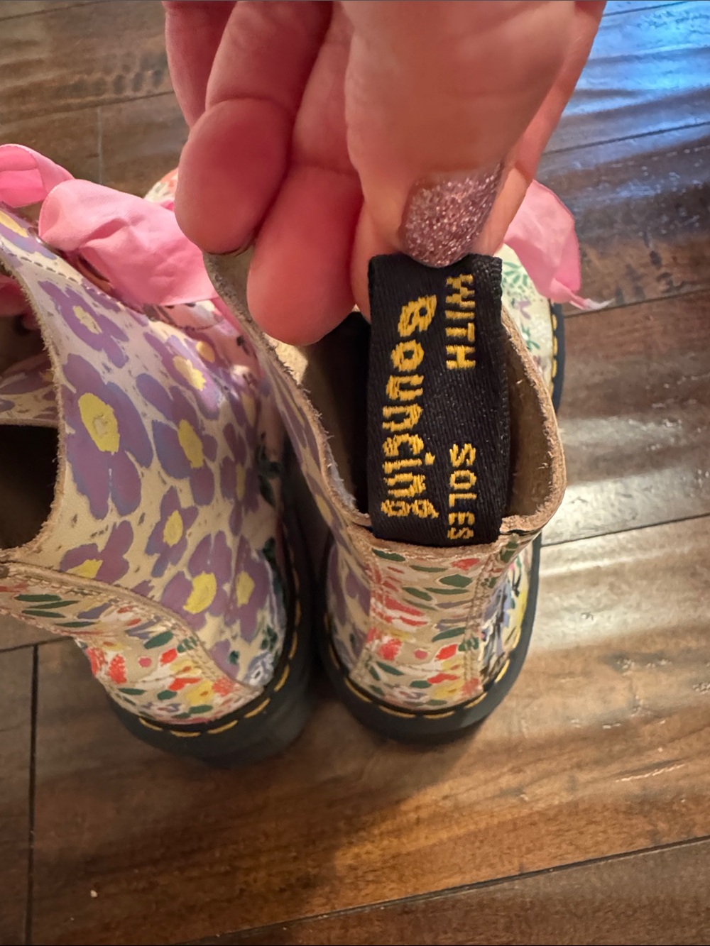 Dr. Martens Sinclair Floral Combat Boots with Pink Laces Anthropologie - Picture 9 of 16